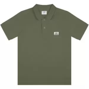 Image of CP COMPANY Boys Logo Polo Shirt - Green
