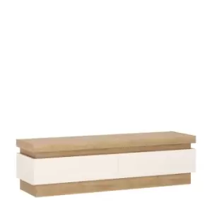 Image of Lyon 2 Drawer TV Cabinet In Riviera Oak Effect/White High Gloss