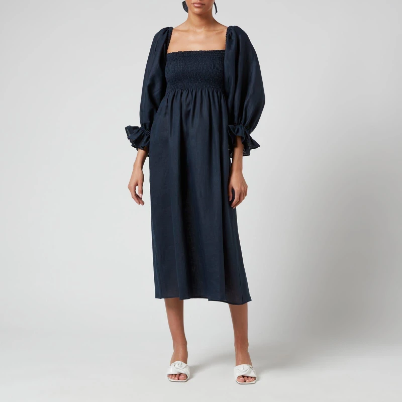 Image of Sleeper Atlanta Linen Dress Navy female XS