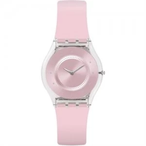Image of Swatch Ladies Pink Pastel Plastic Watch - SFE111