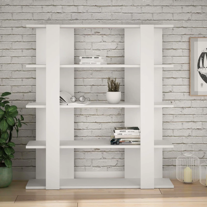 Image of DECORTIE Decortie Tita Modern Bookcase Display Unit Medium 122cm - White M.KT.02.14174.2
