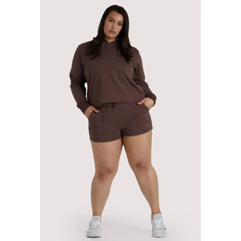 Image of Wolf and Whistle Brown Curve Hooded Top Brown female 24