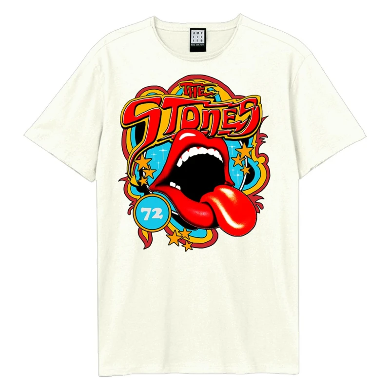 Image of Amplified Amplified Men Vintage Tongue 77 The Rolling Stones T-Shirt in White Size: X-Small White XS Male 5063750911533