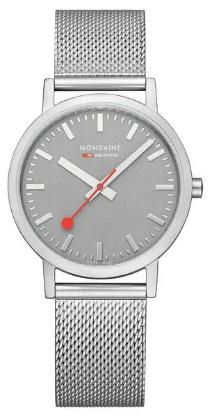 Image of Mondaine A660.30314.80SBJ Classic 36 Mm Good Grey Steel Mesh Watch