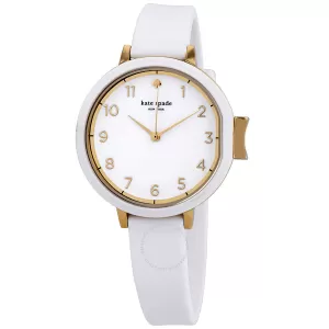 Image of Kate Spade New York Womens Park Row Three-Hand Silicone Watch - White