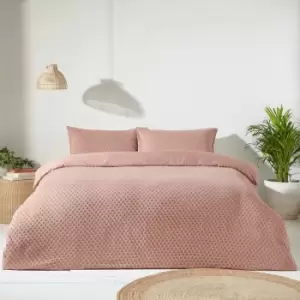 Image of The Linen Yard - Polka Tuft 100% Cotton Duvet Cover Set, Blush, King