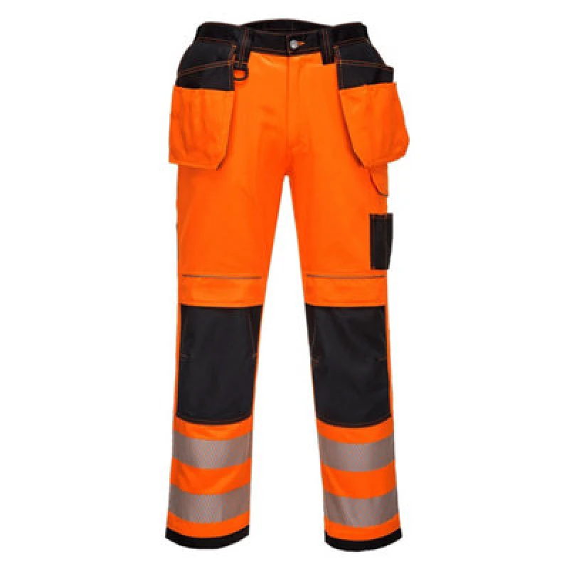 Image of Portwest PW3 Hi Vis Holster Pocket Work Trousers T501OBS33 Colour: Orange / Black