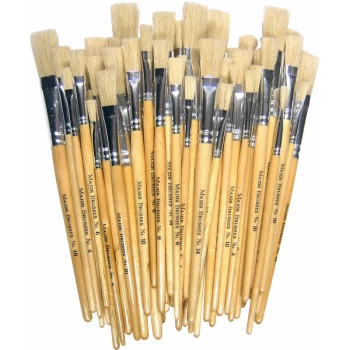 Image of Hog Short Flat Assorted Pack 60 / 10 size 4, 6, 8, 10, 14, 18 - Major Brushes