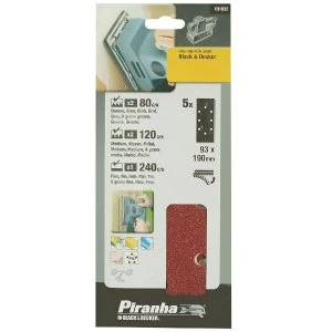Image of Black & Decker Quick Fit Third Sanding Sheet - Set of 5 - 80, 120, 240g