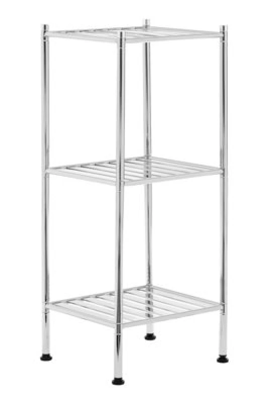 Image of Premier Housewares Micah 3 Tier Chrome Shelf Unit with Rubber Feet Silver
