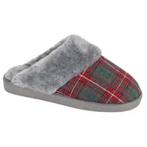 Image of Sleepers Womens/Ladies Leyla Checked Slippers (6 UK) (Red)