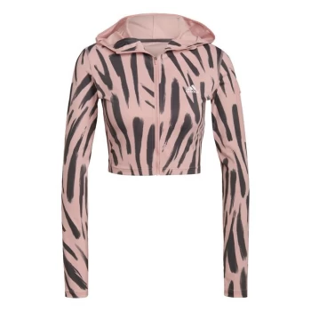 Image of adidas Run Icon Allover Print Long-Sleeve Top Running Lon - Pink