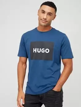 Image of Hugo Dulive Large Logo Dark Blue T-Shirt