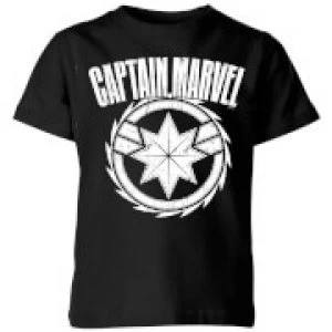 Image of Captain Marvel Logo Kids T-Shirt - Black - 5-6 Years