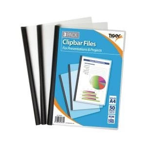 Image of Tiger Clipbar A4 Files Clear Pack of 36 301669
