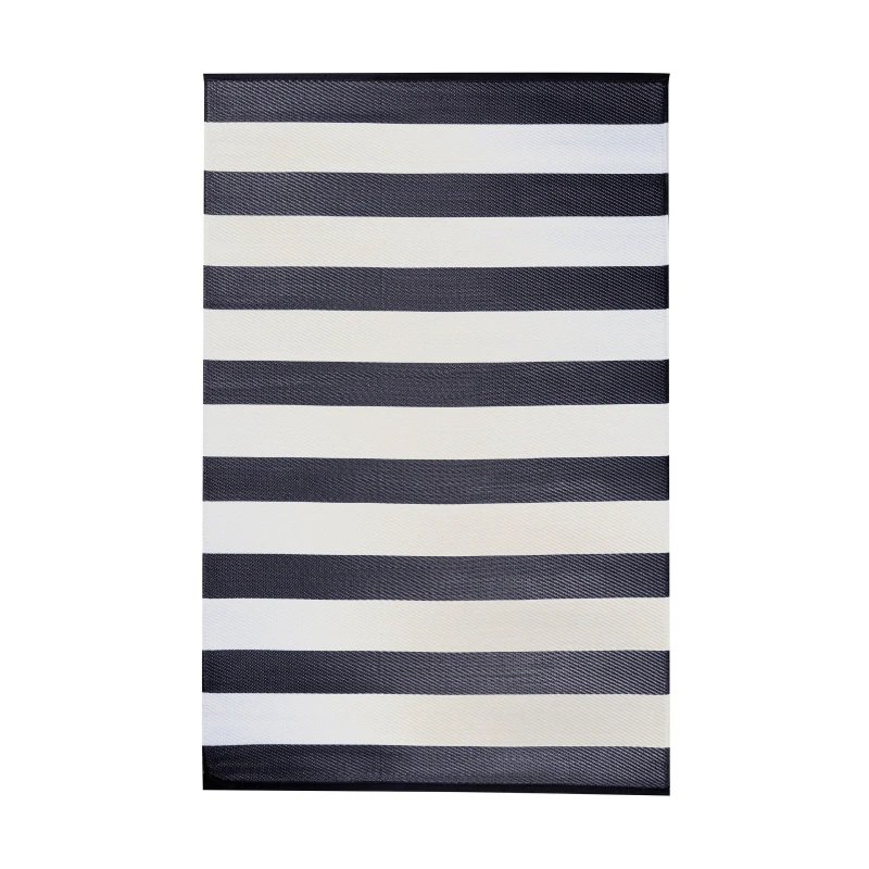 Image of Streetwize Zebra Stripe Outdoor Rug - 150cm x 250cm (Large) - Black L