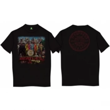 Image of Sgt Pepper Mens Black Vintage Print T Shirt: Large