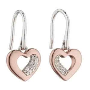 Image of Organic Heart In Rose Gold Plated Cubic Zirconia Earrings E5881C