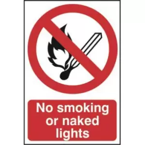Image of No smoking or naked lights - Sign - PVC 400 x 600mm