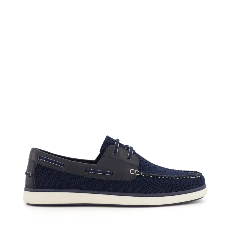 Image of Dune London Mens Blaim Canvas Boat Shoes Navy male 7 (41)