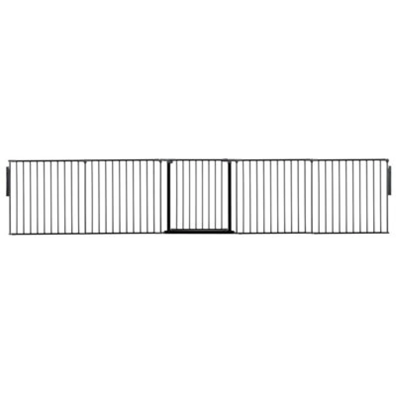 Image of Safetots Premium Multi Panel Room Divider, Up To 370Cm Wide, Black, 70Cm Tall, Flexible Barrier With Door For Baby And Toddler