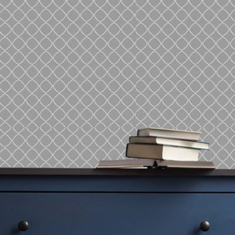 Image of Superfresco Lilibet Geometric Charcoal Grey Wallpaper