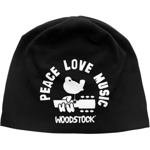 Image of Woodstock - Peace, Love, Music Unisex Beanie Hat - Black