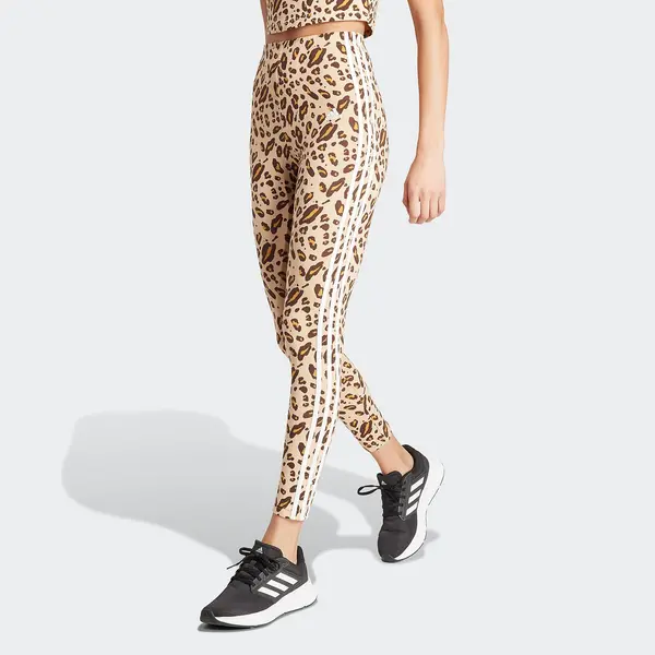 Image of Essentials 3-Stripes Animal Print Leggings in Cotton