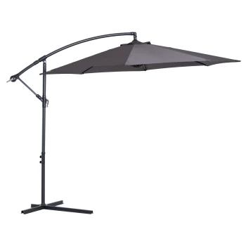 Image of Outsunny 3 meter Cantilever Umbrella Garden Banana Parasol Patio Hanging Sun Shade - Grey