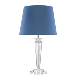 Image of Davenport K9 Crystal Table Lamp with Navy Blue Aspen Shade