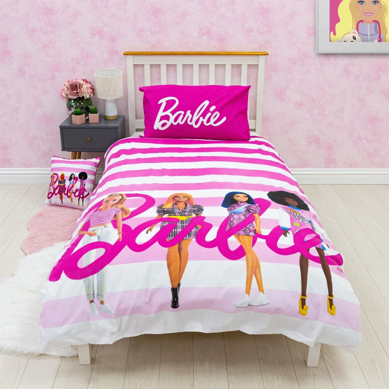 Image of Barbie Sweet Single Panel Duvet Cover Set - Pink Pink V3MNK Unisex
