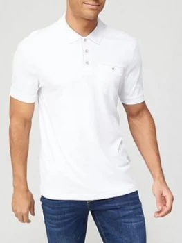 Image of Ted Baker Pumpit Textured Polo Shirt, White, Size S, Men