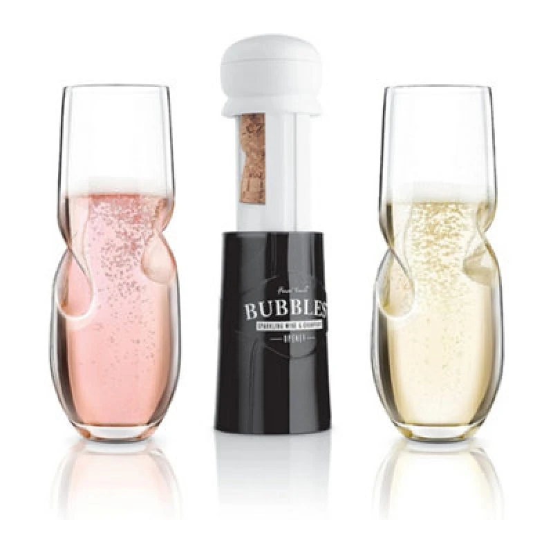 Image of Final Touch Bubbles Glasses and Opener 3 Piece Set Multi