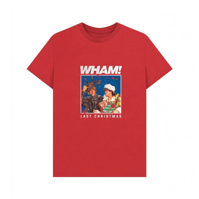 Image of Wham Mens Last Christmas Graphic T-Shirt in Red Size: XS Red Male XS