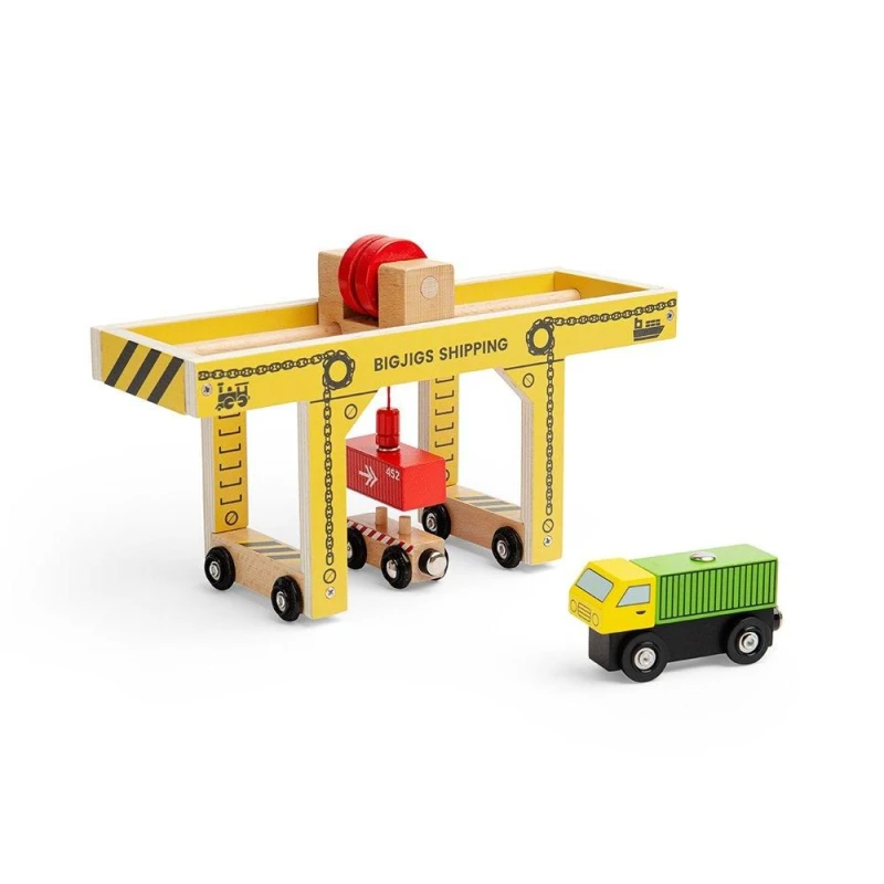 Image of Bigjigs Rail Gantry Crane, Wooden Train Set Accessory Yellow unisex