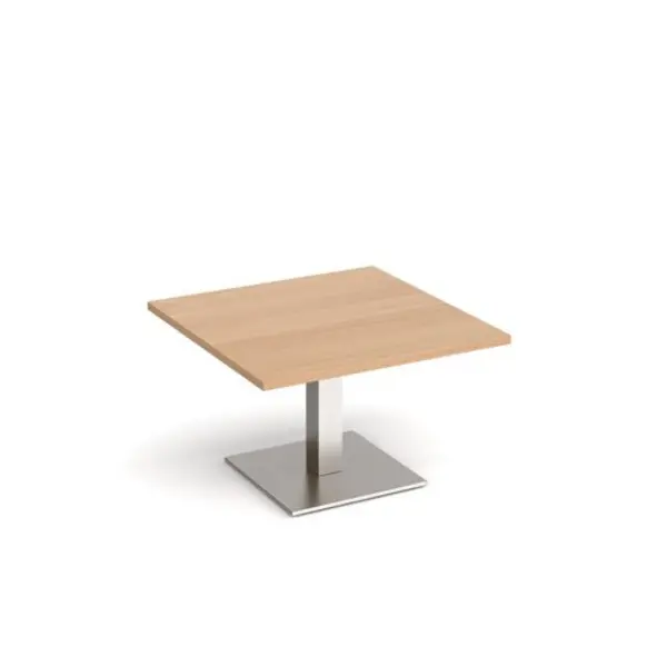 Image of Brescia Brescia square coffee table with flat square brushed steel base 800mm - beech Beech BCS800-BS-B