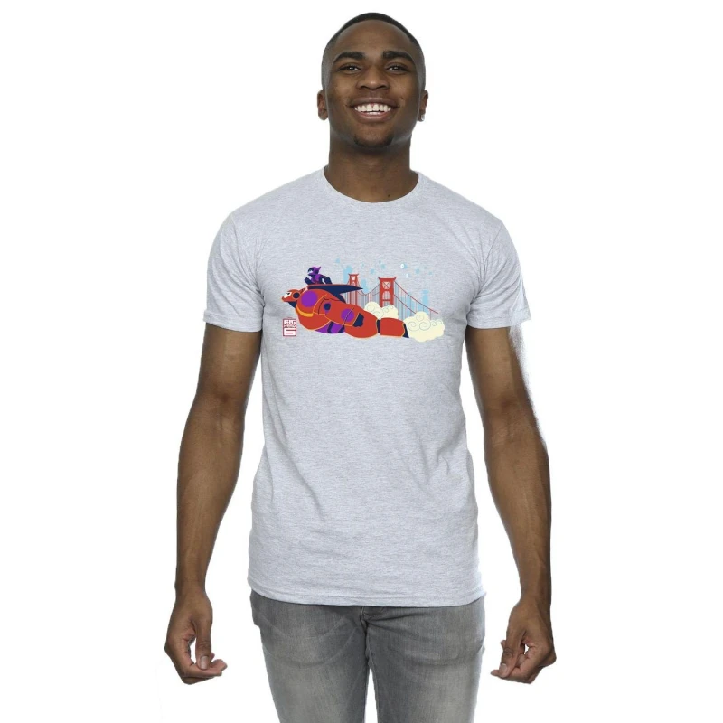 Image of Disney Men Big Hero 6 Baymax Hiro Bridge T-Shirt in Grey Size: Small Grey S Male 5059934875845