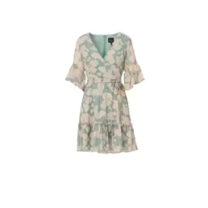 Image of Adrianna Papell Floral Chiffon Tiered Dress - Green