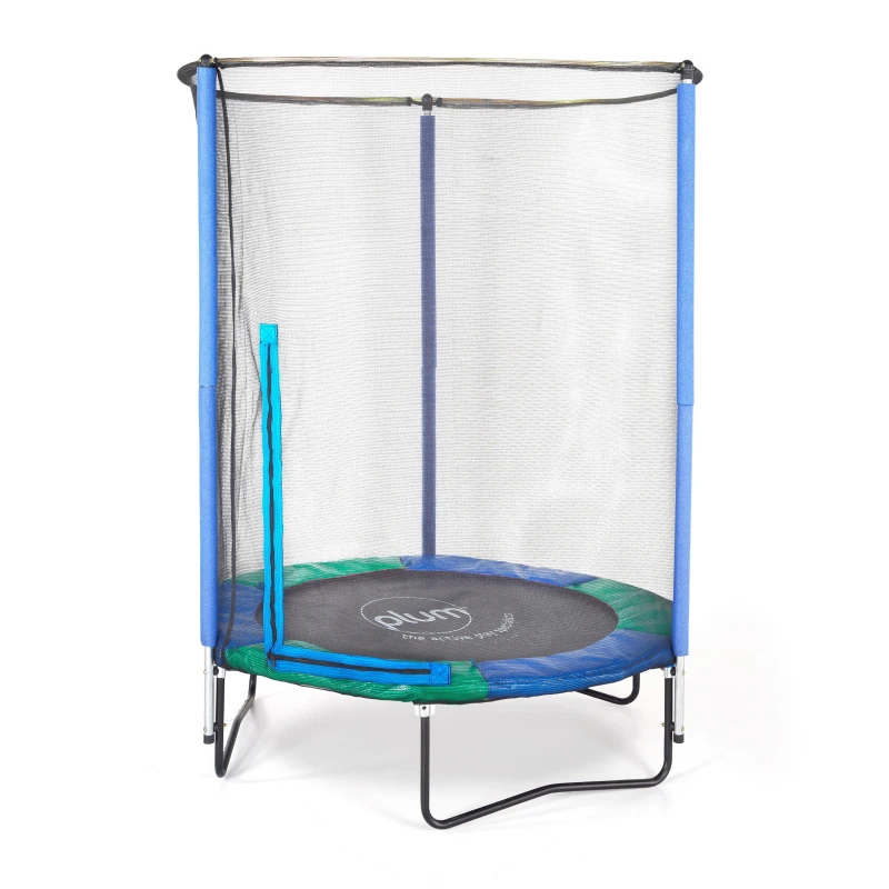 Image of Plum Play Plum Junior Springsafe Trampoline & Enclosure - Blue/Green Blue/Green unisex 122 x 122 x 195cm