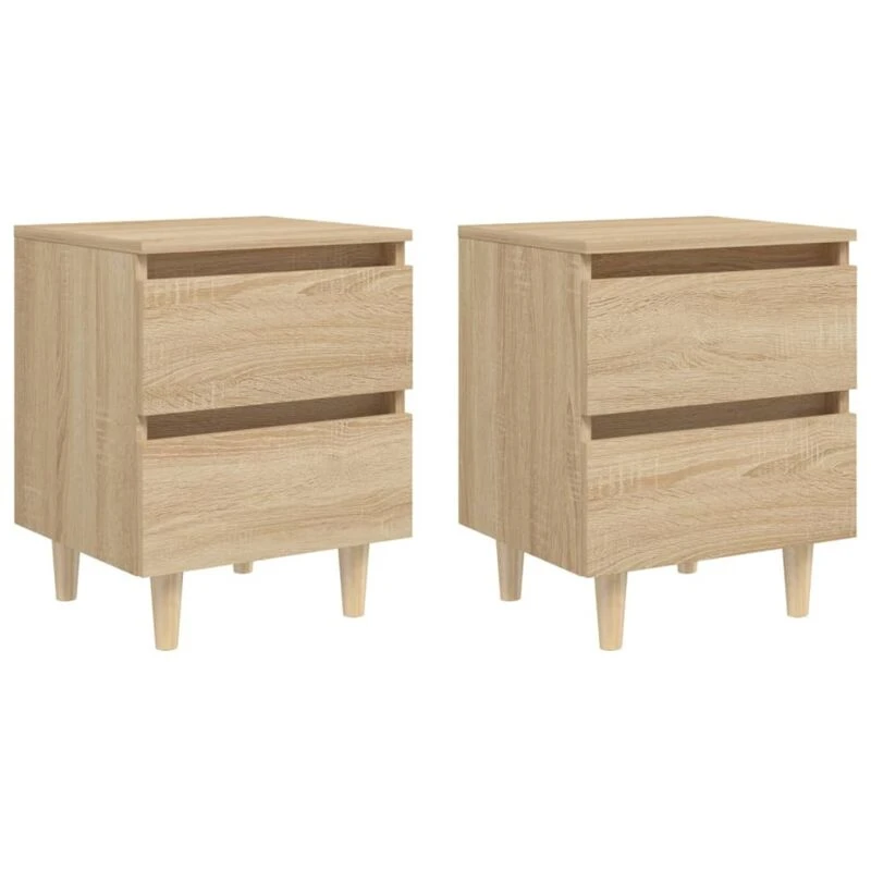Image of VIDAXL Bed Cabinets & Solid Pinewood Legs 2 pcs Sonoma Oak 40x35x50cm Vidaxl 8720286356678