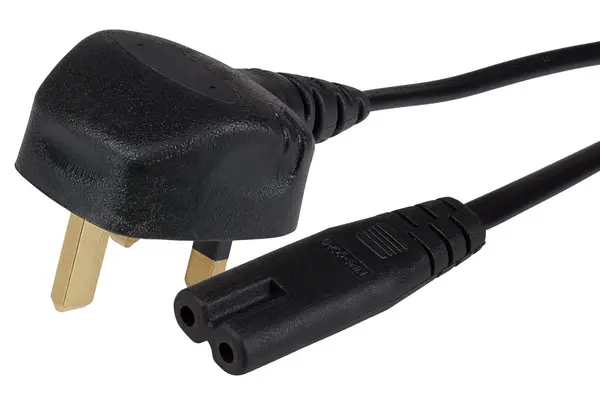 Image of Maplin Maplin Power Lead IEC C7 Fig 8 2 Pin Plug to UK 3 Pin Mains Plug - 2m, 3 Amp Fuse 306PAM