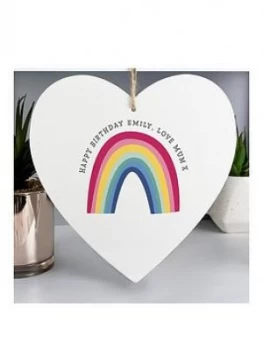 Image of Personalised Rainbow Large Wooden Heart Decoration
