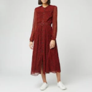 Image of Whistles Womens Mini Ikat Animal Belted Midi Dress - Orange/Multi - UK 8