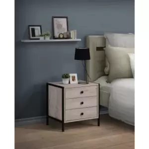 Image of Zahra Bedside Table Cabinet Bedroom Furniture Nightstand 3 Drawer Ash Oak - Ash Oak