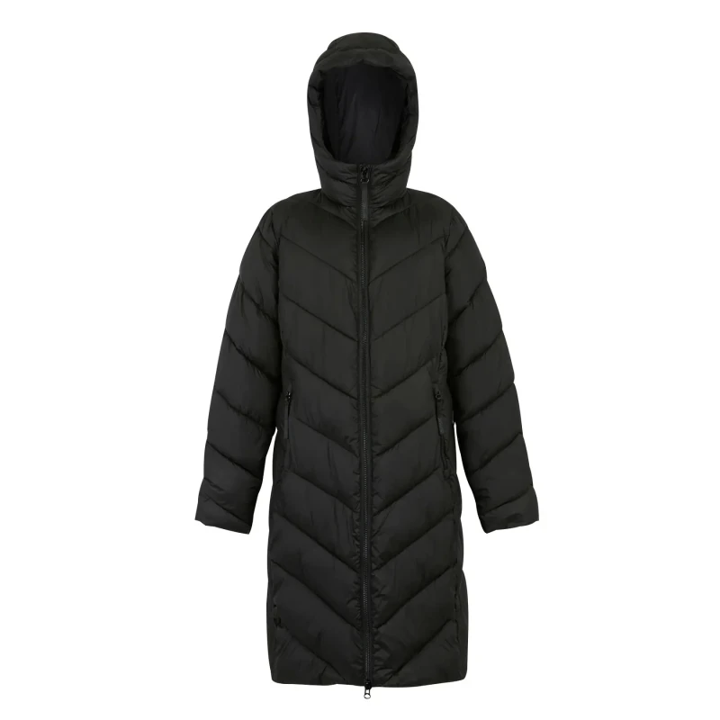 Image of Womens long hooded down jacket Regatta Anita Noir Female 44