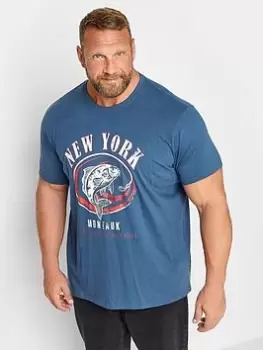 Image of BadRhino Badrhino Fishing Tour T-Shirt Blue Size XL, Men