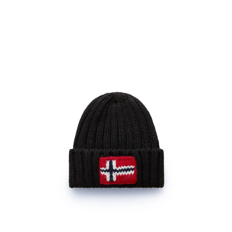 Image of Napapijri Black Beanie Black Male ONE SIZE NA09401