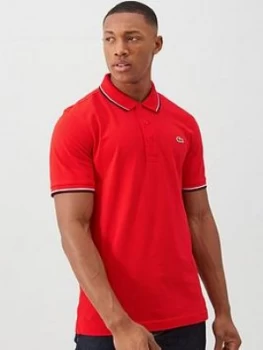 Image of Lacoste Sports Tipped Collar Polo Shirt - Red, Size 4=M, Men