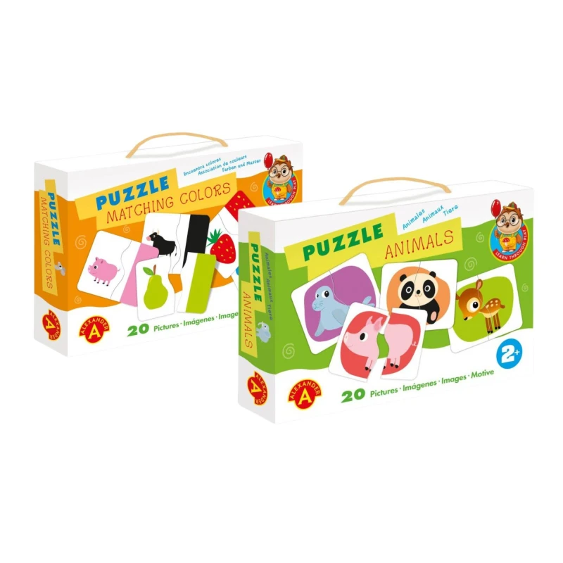 Image of Alexander 2 Piece Puzzle Set With Matching Animals And Colours Multi unisex