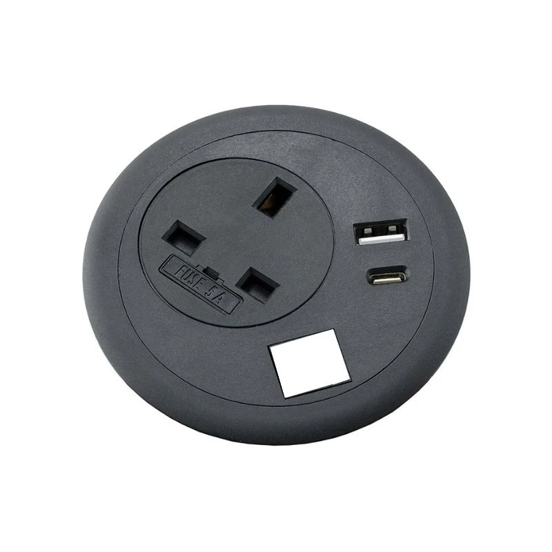 Image of POWERDATA COMBO BLACK 80MM UK POWER - DUAL A&C USB - + EMPTY SLOT